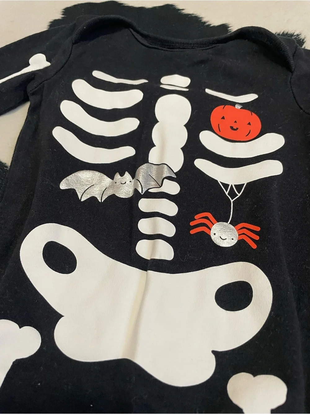 5/$20 Black Baby Skeleton Halloween One-Piece